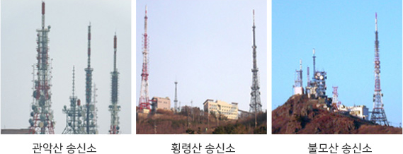 관악산 송신소, 횡령산 송신소, 불모산 송신소